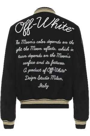 Off-white patch embellished varsity bomber jacket