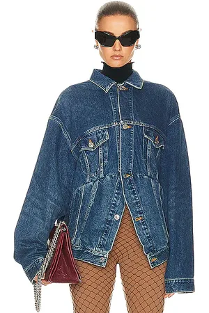 BALENCIAGA Bb Monogram Denim Jacket - Blue for Women