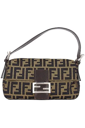 FENDI Vintage Zucchino Monogram Pochette Mini Bag Gold Cotton 