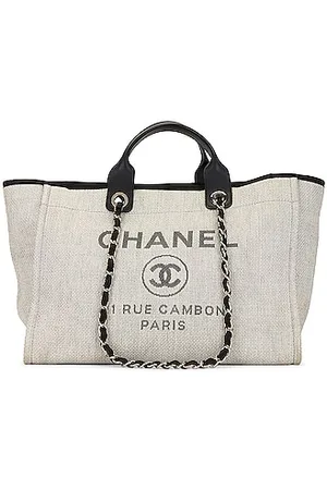 Chanel Deauville Tote Raffia with Glitter Detail Medium Neutral