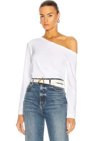 Norma Kamali Long Sleeve Drop Shoulder Top in White