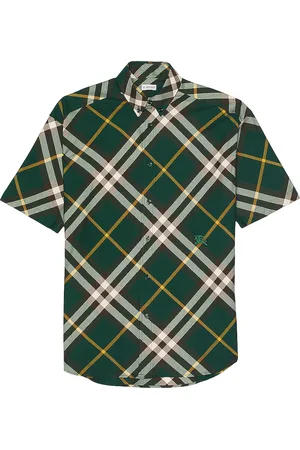 Burberry Short Sleeve Check Pattern Shirt in Green