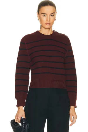 Bottega Veneta Striped Rib Knit Sweater in Burgundy