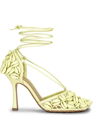 Bottega Veneta Stretch Lace Up Sandals in Lemon