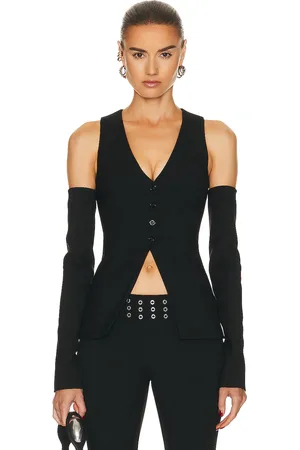 BLUMARINE Long Sleeve Gilet in Black