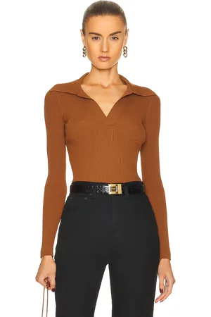 Saint Laurent V-Neck Sweater in Rust