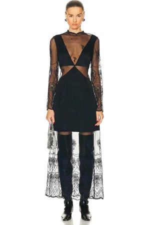 Paco rabanne Embroidery Maxi Dress in Navy