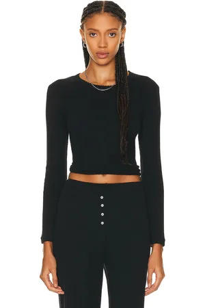Leset Pointelle Slim Fit Long Sleeve Top in