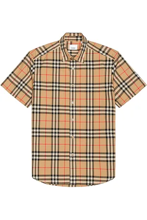 Burberry Caxton Short Sleeve Check Shirt in Neutral,Plaid