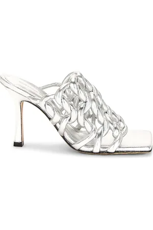 Bottega Veneta Reflection Weave Stretch Mule Sandals in Metallic