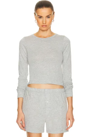 ÉTERNE Long Sleeve Baby Tee in Grey