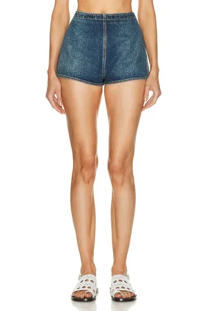 Alaïa High Waist Short in Denim-Medium
