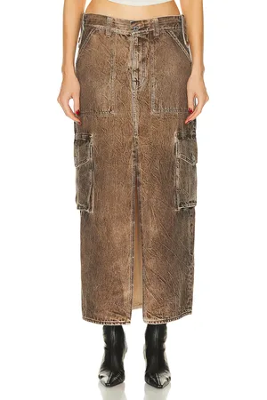 GRLFRND Raquel Cargo Skirt in Brown