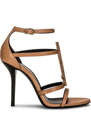 Saint Laurent Cassandra Heels in Tan