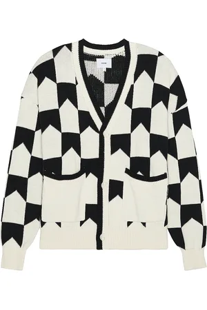 Rhude Chevron Checkered Knit Cardigan in Black