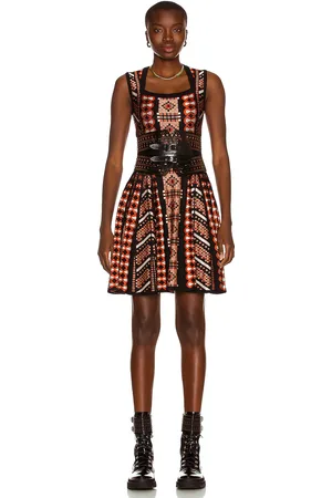 Alaïa Square Neck Sleeveless Mini Dress in Rose