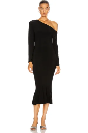 Norma Kamali Long Sleeve Drop Shoulder Fishtail Dress in