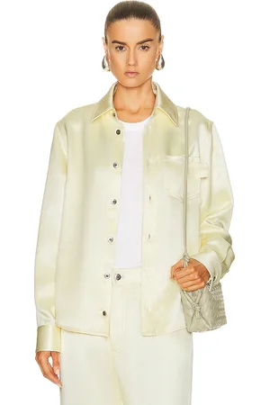 Bottega Veneta Silk Twill Long Sleeve Shirt in Yellow