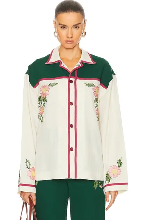 BODE Prarie Rose Overshirt in Cream