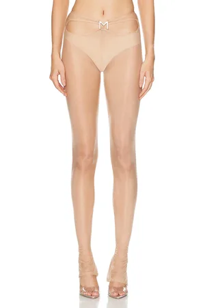 MUGLER Cut Out Skinny Leg Pant in Tan