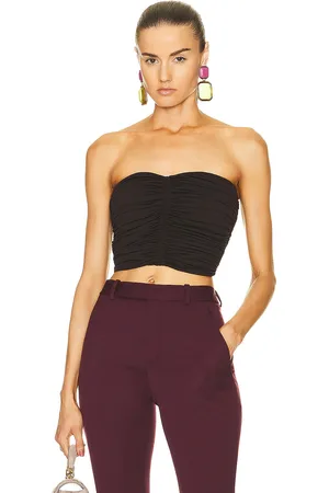 Saint Laurent Ruched Sleeveless Top in Chocolate