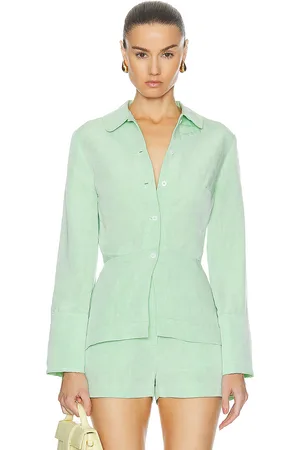 Matthew Bruch Blouson Long Sleeve Blouse in Mint