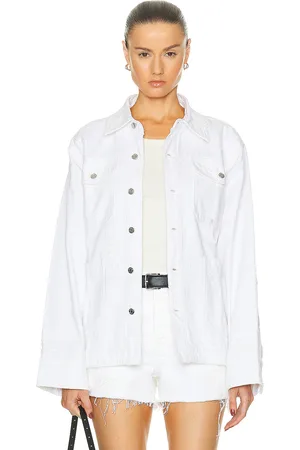 GRLFRND Jessie Body Drill Shirt Jacket in White