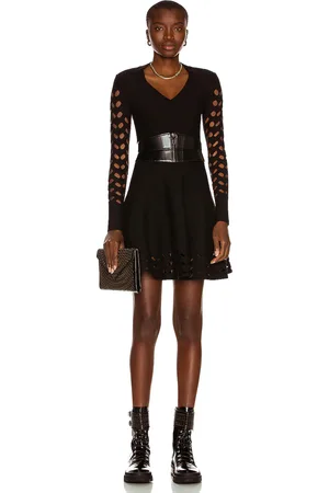 Alaïa Long Sleeve Mini Dress in Black