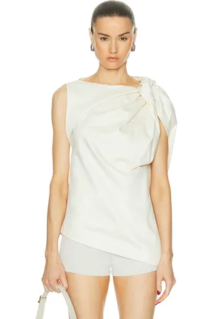 Totême Shoulder Twist Satin Top in Cream