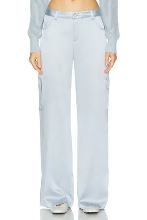 SABLYN Ronan Wide Leg Silk Cargo Pant in Baby Blue