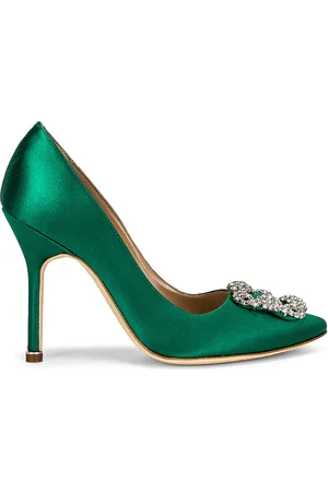 Manolo Blahnik Hangisi 105 Satin Heel in Green