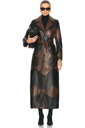 Nour Hammour For FWRD Sonja Patchwork Trench Coat in Black