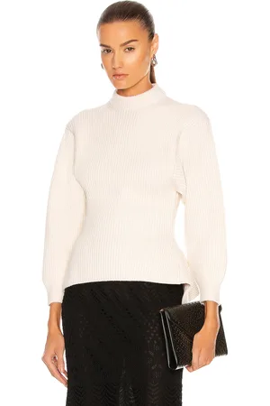 Alaïa Fitted Sculpted Long Sleeve Sweater in Ivory