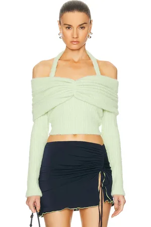 SIEDRES Ledi Off The Shoulder Ruched Top in Mint