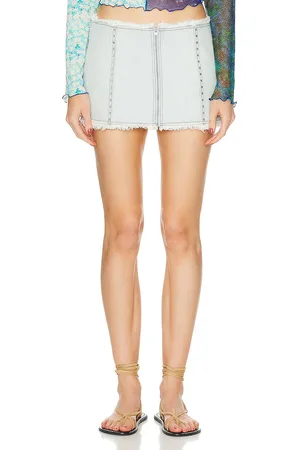 SIEDRES Loran Crystal Embellished Denim Mini Skirt in Blue