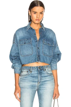 R13 Cropped Shirt in Denim-Medium