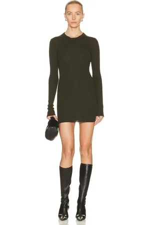 WARDROBE.NYC Ribbed Long Sleeve Mini Dress in Olive