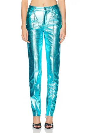 LAQUAN SMITH Tapered Zipper Detail Pant in Blue