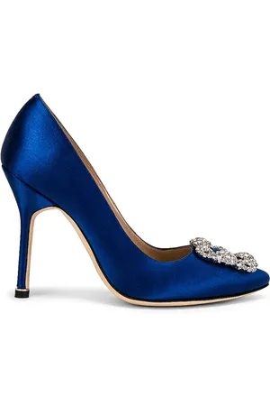 Manolo Blahnik Hangisi 105 Satin Heel in Blue
