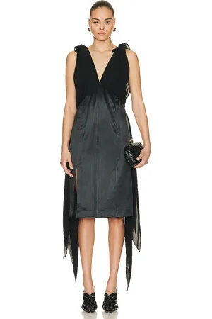 Bottega Veneta Heavy Fluid Silk Dress in Black