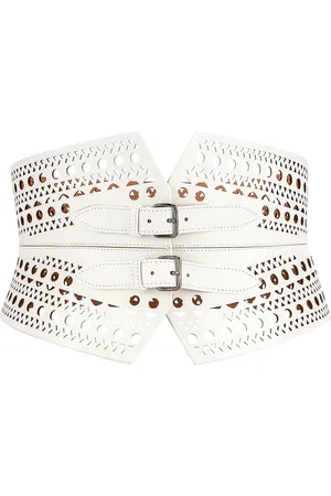 Alaïa Double Buckle Belt in White