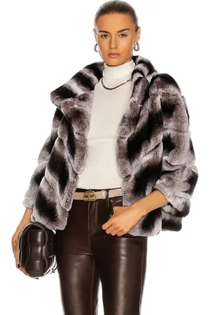 YVES SALOMON Rex Rabbit Band Jacket in Black