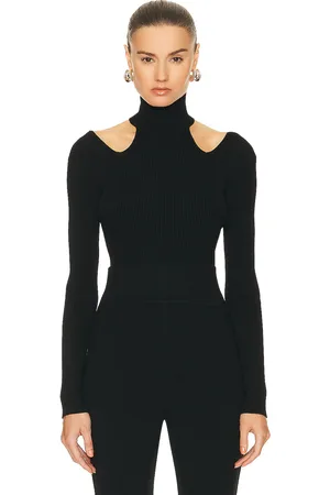 Alaïa Cut Out Bodysuit Top in Noir in Black