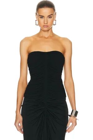 Saint Laurent Strapless Crepe Top in Black