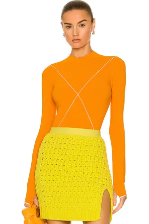 Bottega Veneta Technoskin Elastic Sweater in Orange