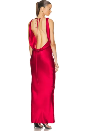 Mirror Palais Plunging Back Cowl Dress in Red
