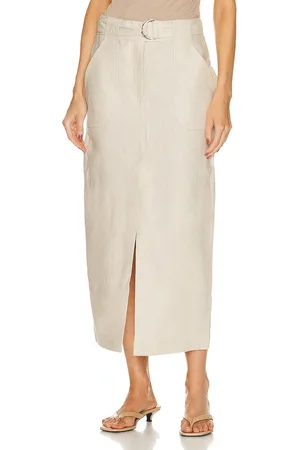 GRLFRND The Linen Cargo Midi Skirt in Neutral