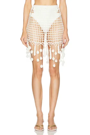 Cult Gaia Moki Crochet Coverup Skirt in White