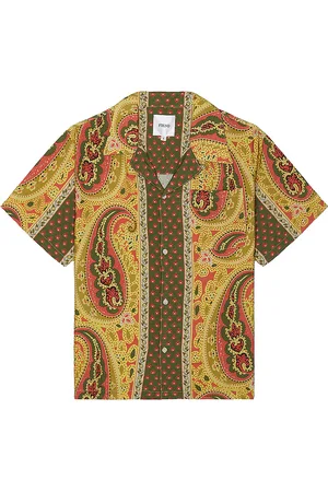 Found Paisley Short Sleeve Camp Shirt in Brown