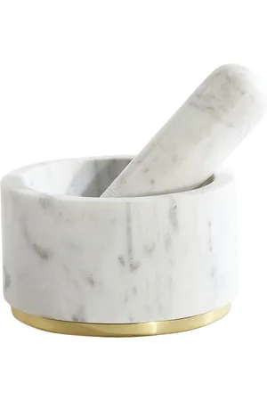 HAWKINS NEW YORK Simple Marble and Brass Mortar and Pestle in